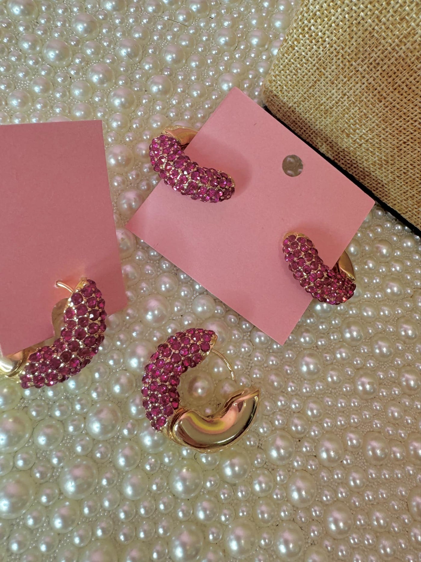 The Mia Pink Rhinestone Earrings