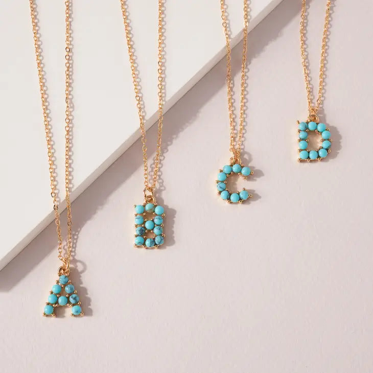 Gold & Turquoise Initial Necklace