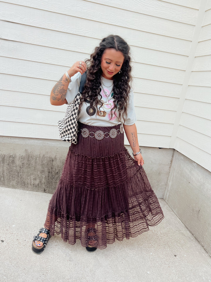 Sunset Stroll Ruffle Tiered Midi Skirt