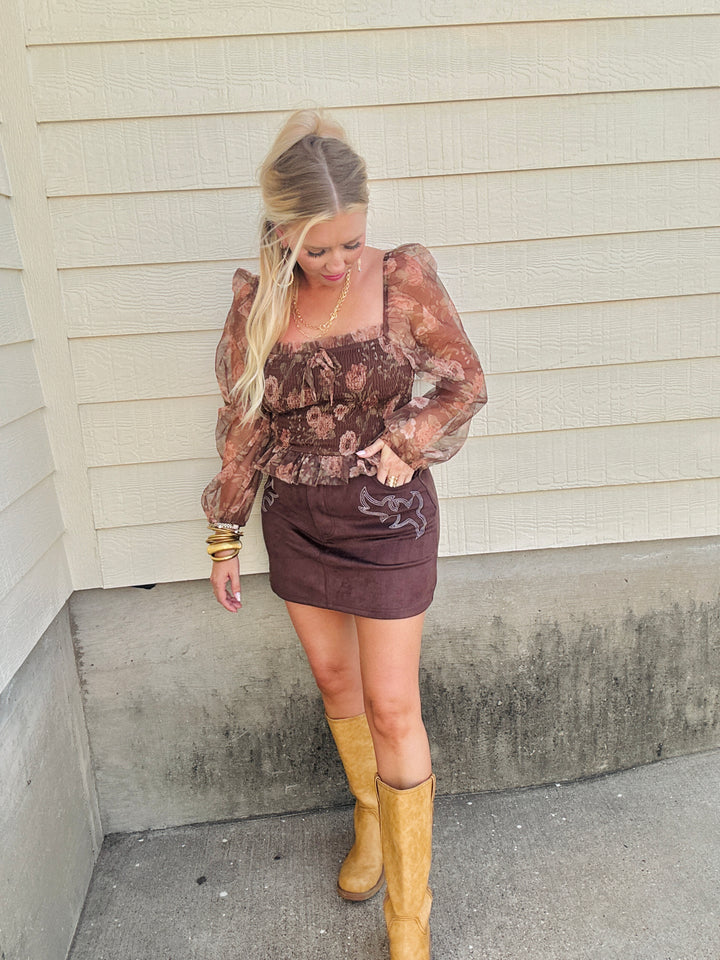 Garden Party Whimsy Smocked Chiffon Top