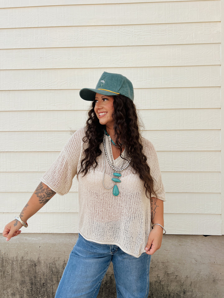 Barely Breezy Crochet Dreams Sweater Top