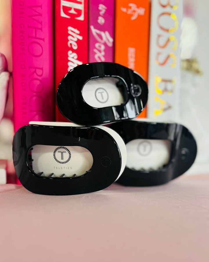 Jet Black Round Flat Hair Clip