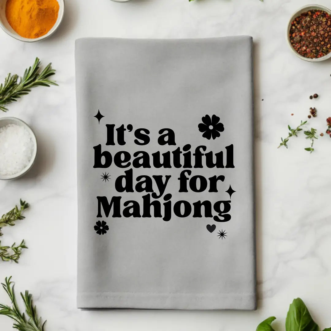 Beautiful Day For Mahjong Tea Towel