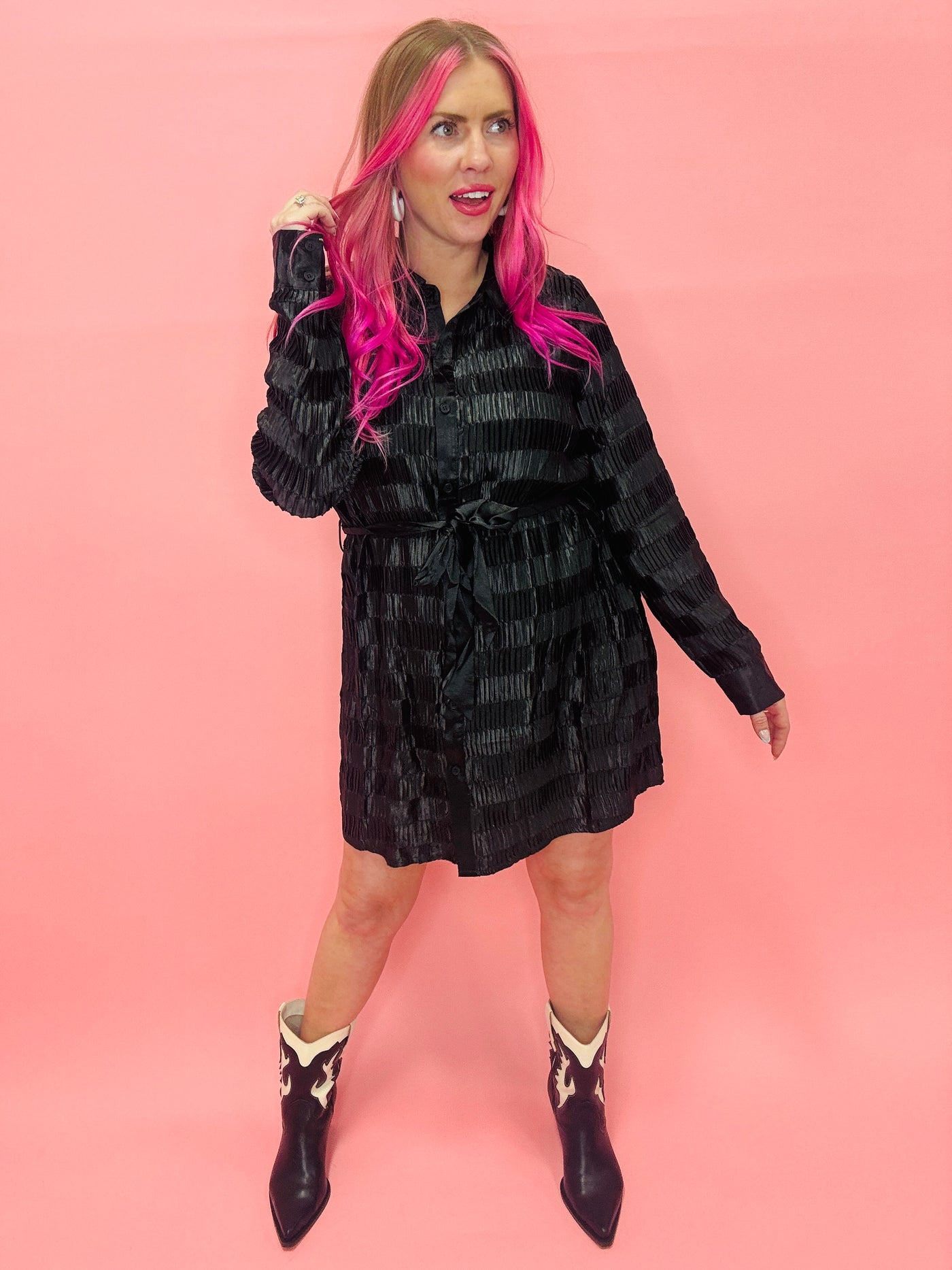 The Staci Satin Pleated Dress