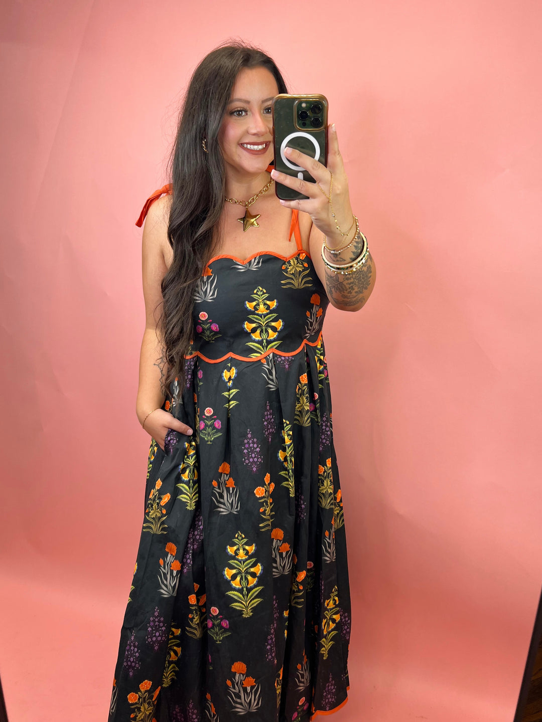 Garden Grace Tie-Strap Midi Dress