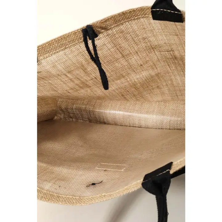 Hello Weekend Burlap Tote