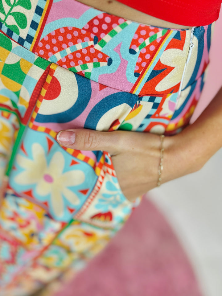 The Lidia Patch Flower Wide Leg Pants