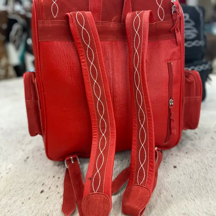 Suede Leather Boot Stitch Backpack