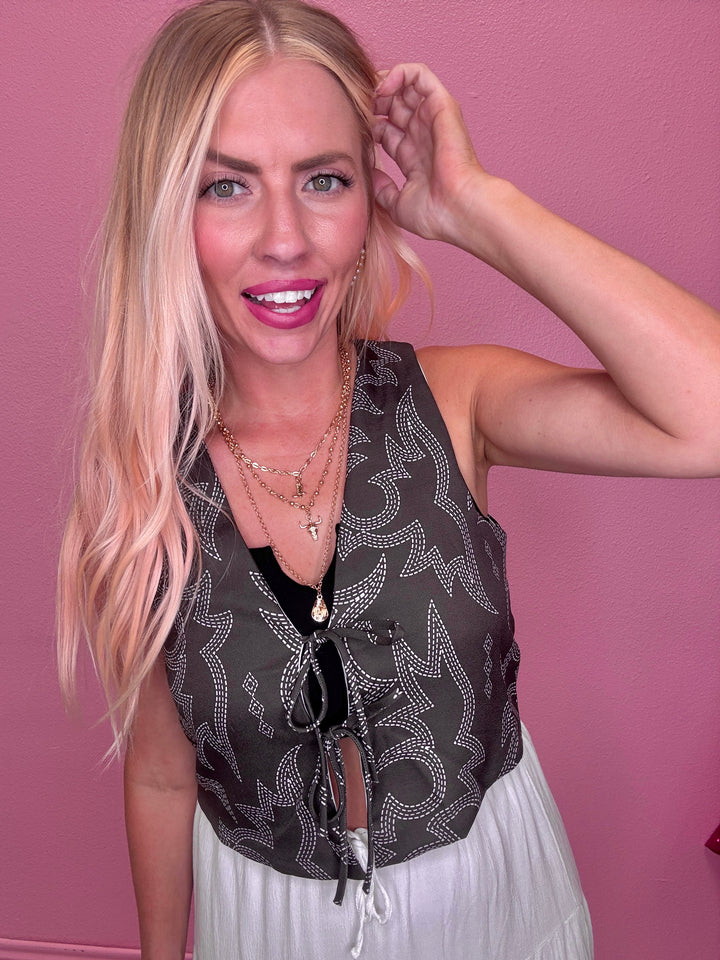 Boot Stitch Ribbon Vest