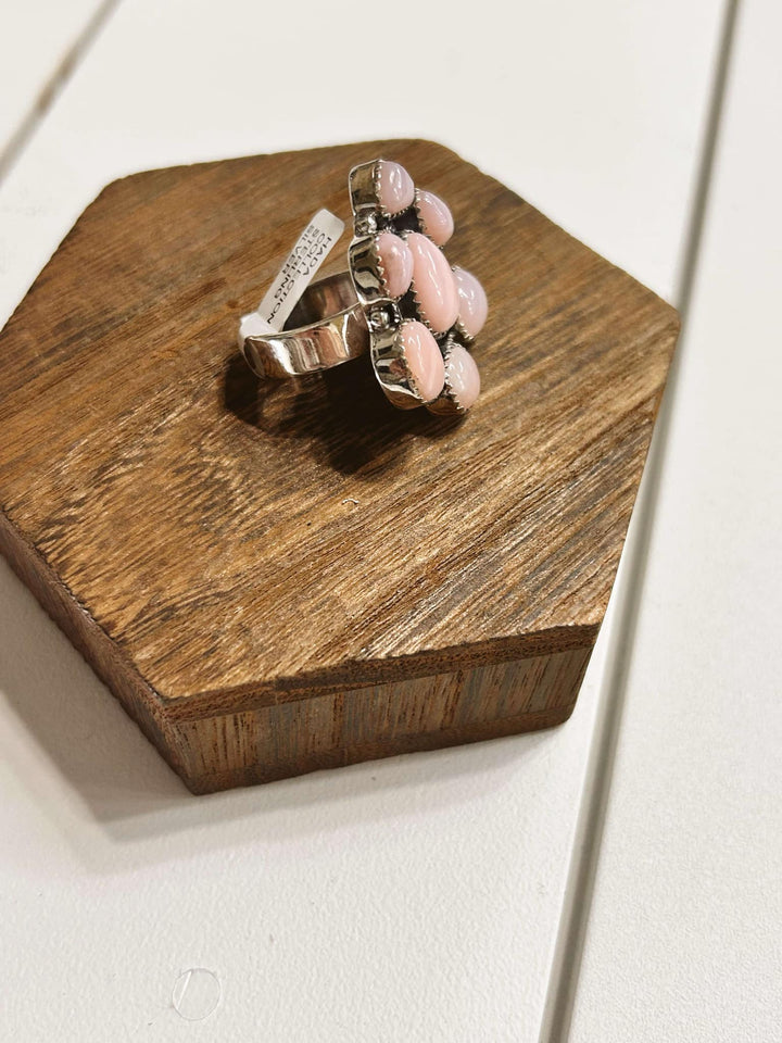 Authentic Pink Opal Adjustable Ring