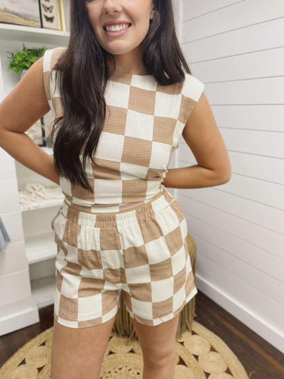 The Sundown Checkered Linen Shorts