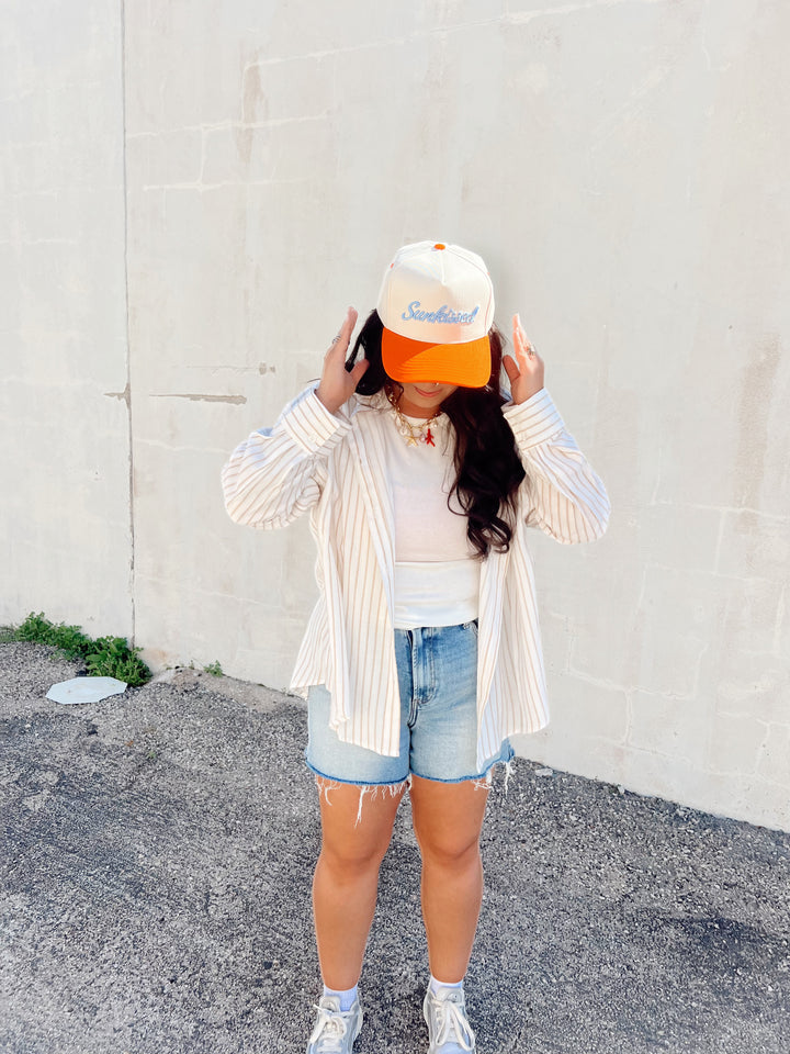 Just One More Stripe Button Up Top
