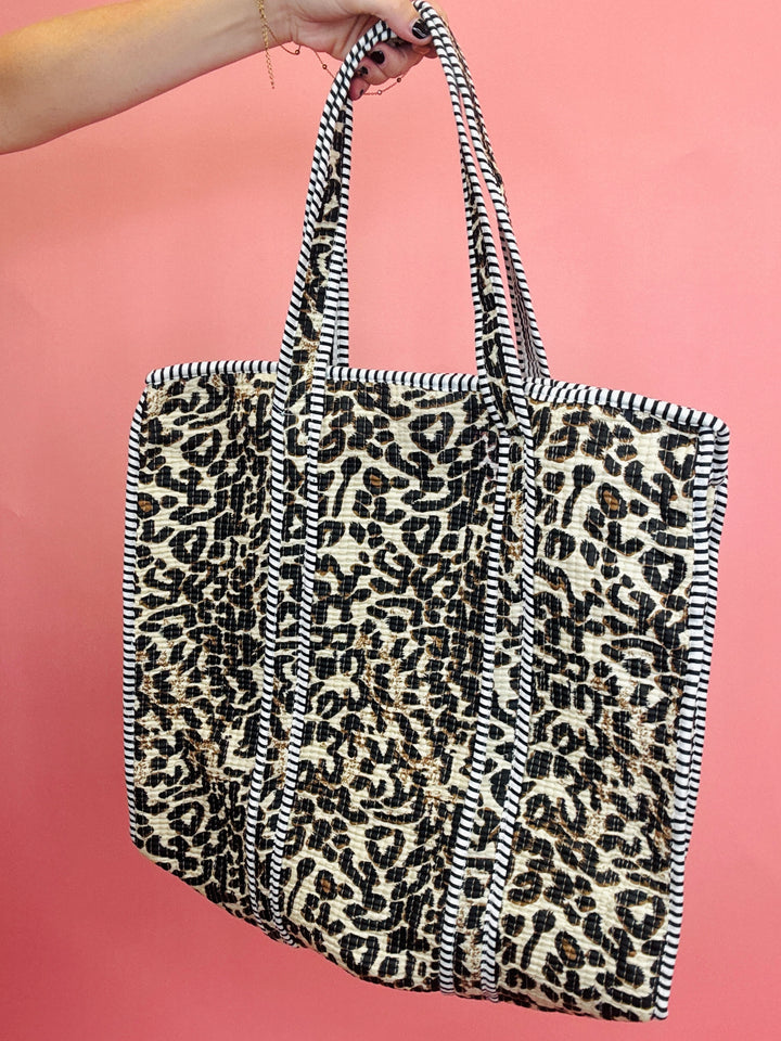 Leopard Quilted Tote Bag