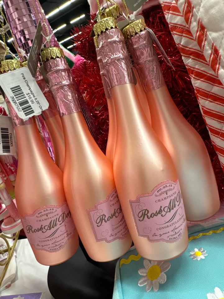 Pink Rosé Champagne 8.25" Ornament