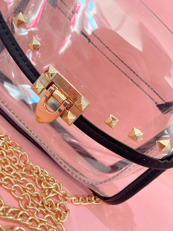 Stadium Lights Studded Clear Crossbody