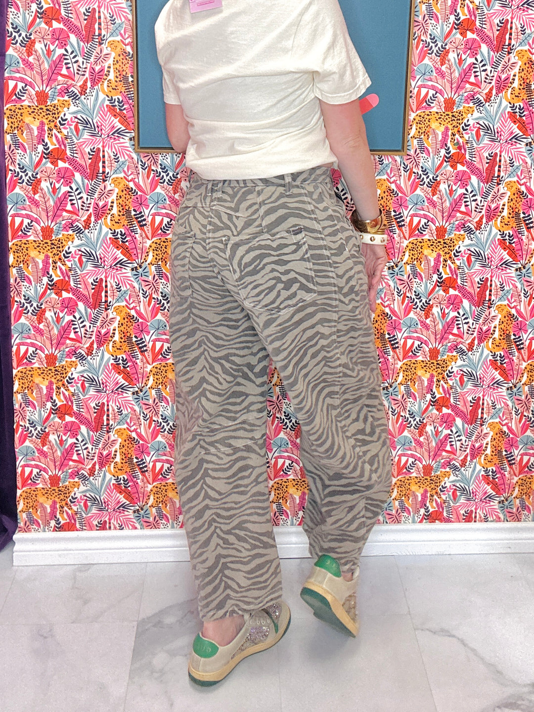 Zebra Babe Barrel Jeans