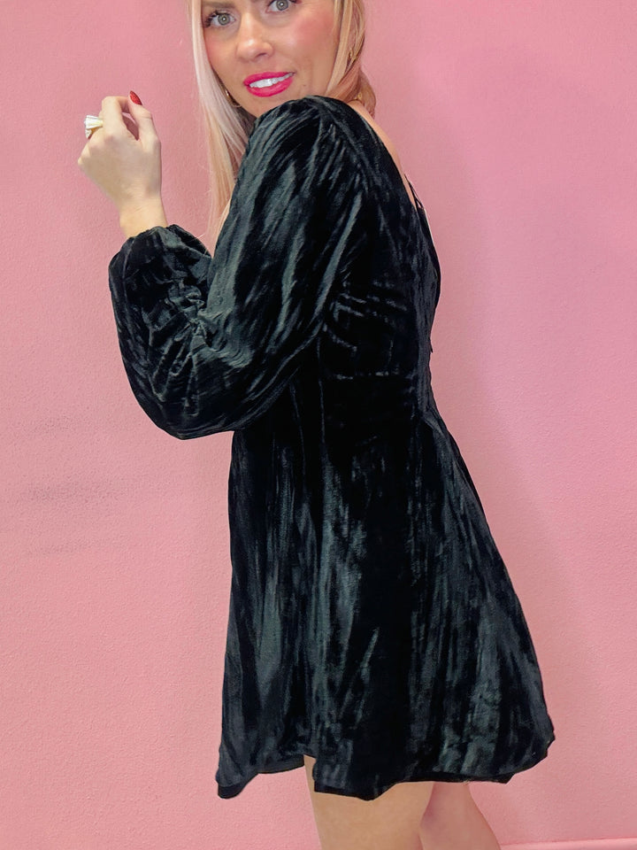 Sassy Velvet Mini Flare Dress