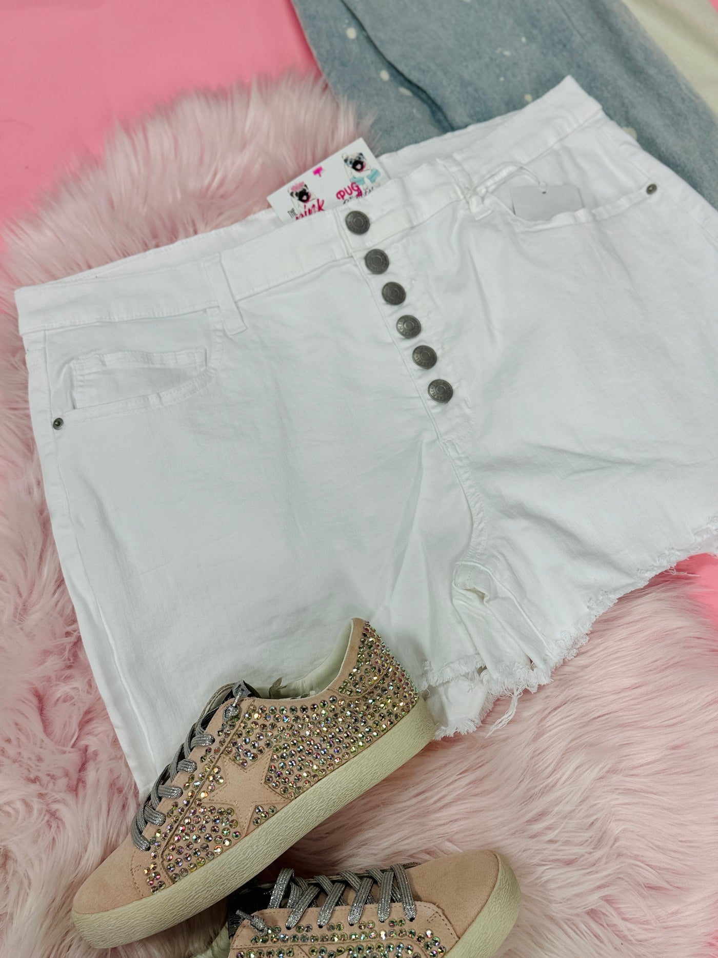 The Miley White Button Up Shorts