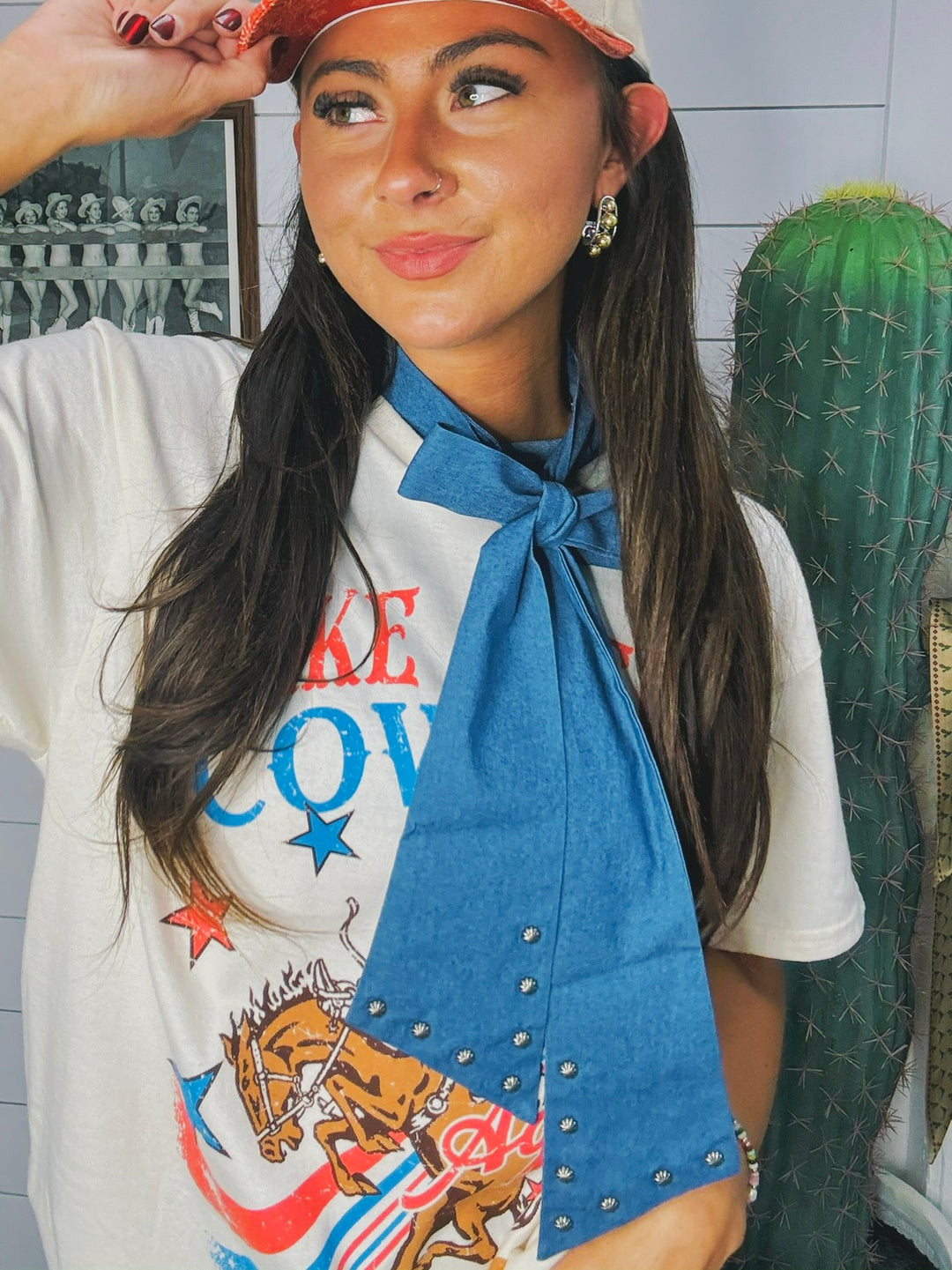 Denim Bow Fake Collar Dickey