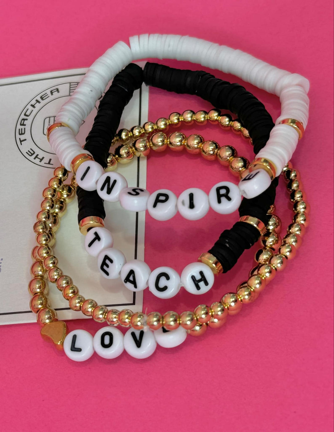 Inspire, Teach, Love Bracelet Stack
