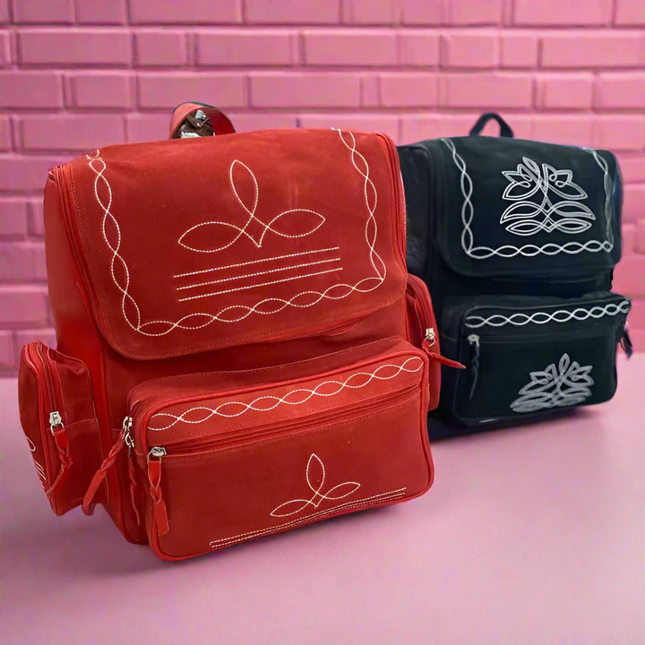 Suede Leather Boot Stitch Backpack