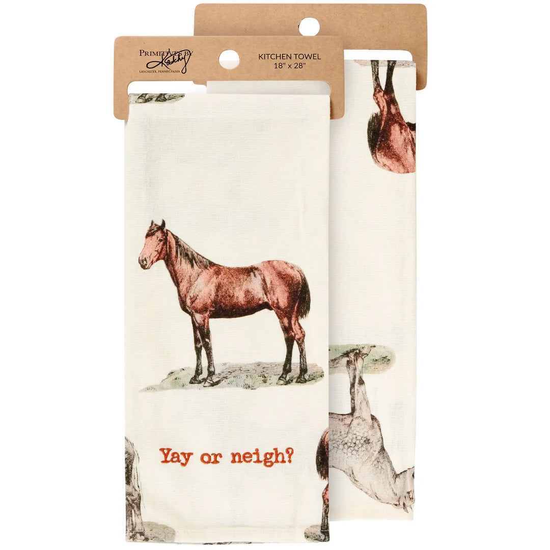 Yay Or Neigh Horse Dish Towel