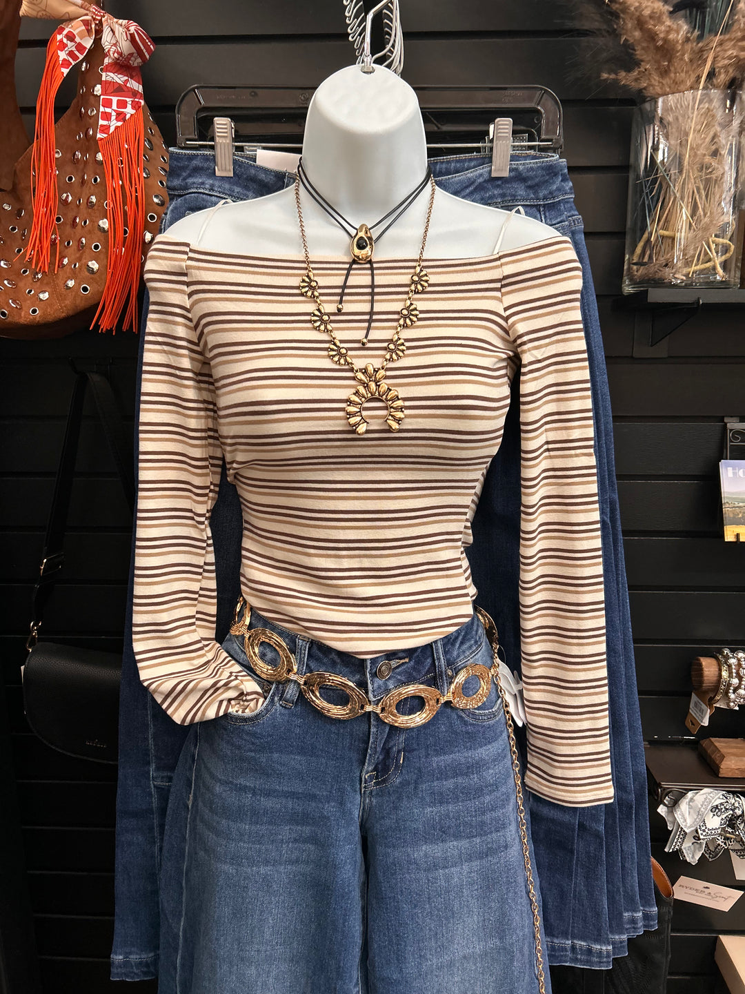 Marlee Off The Shoulder Stripe Top