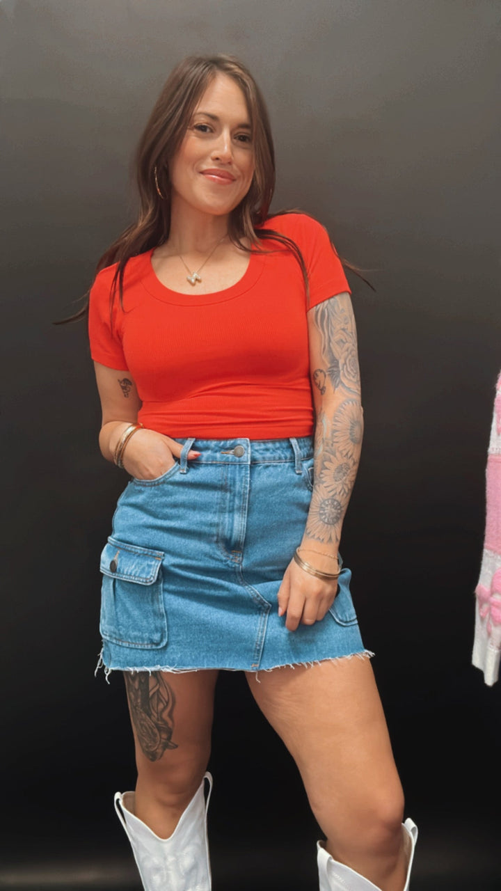 The Jane Cargo Denim Skirt