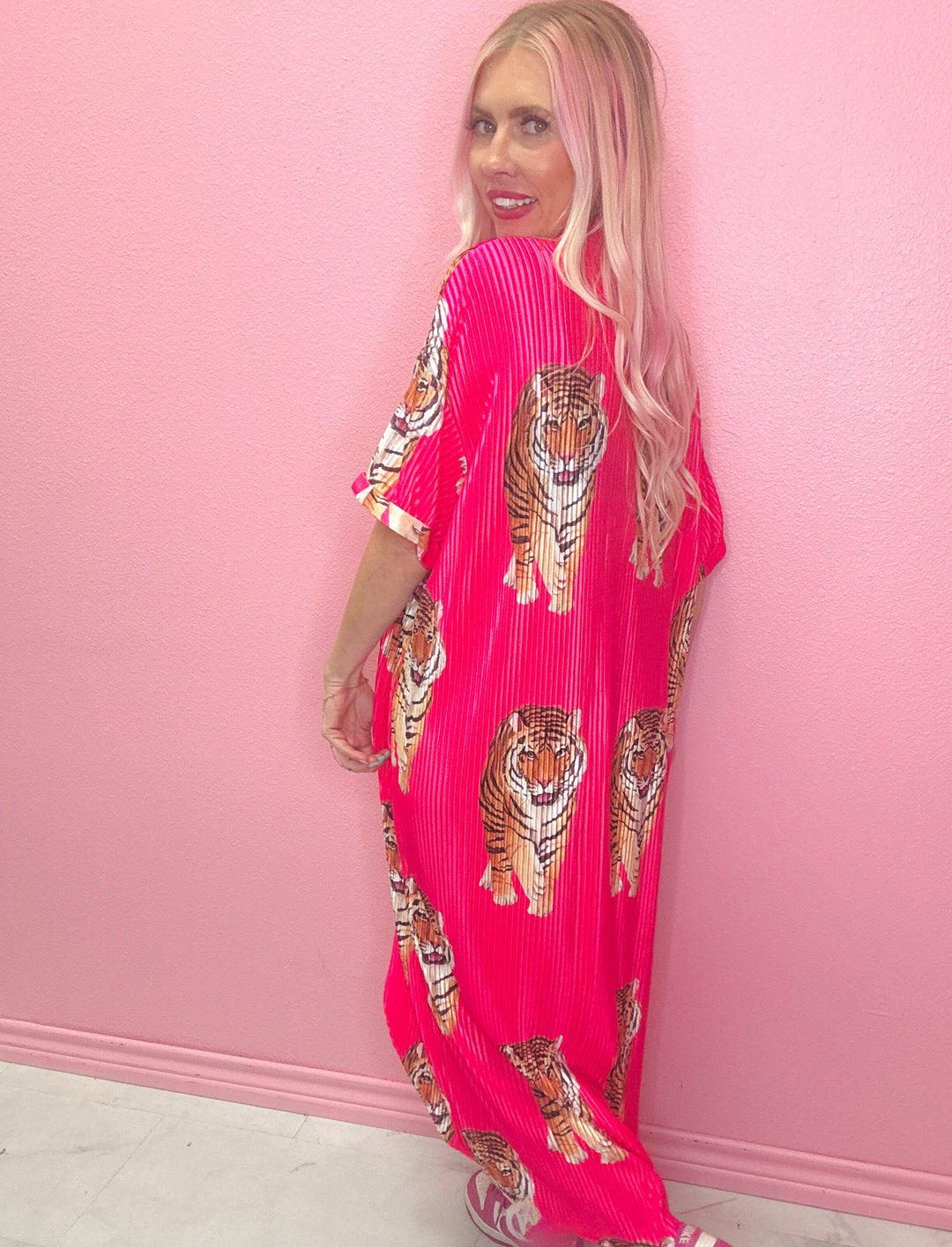 Hot Pink and Plisse Leopard Dress