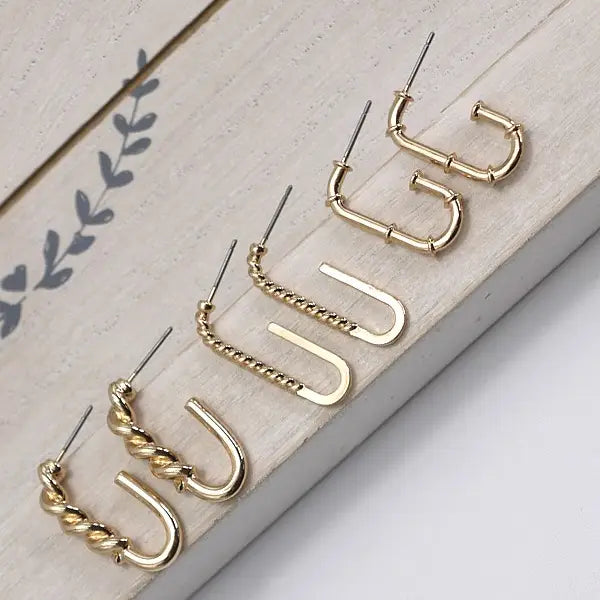 Rope Twist Huggie Trio Earrings