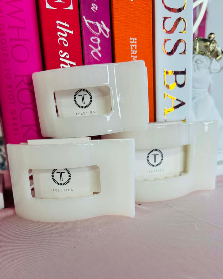Coconut White Flat Rectangle Hair Clip