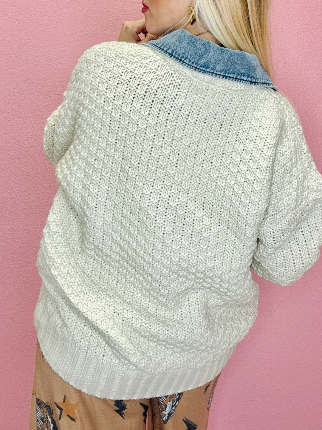 The Cable Knit Denim Trim Jacket