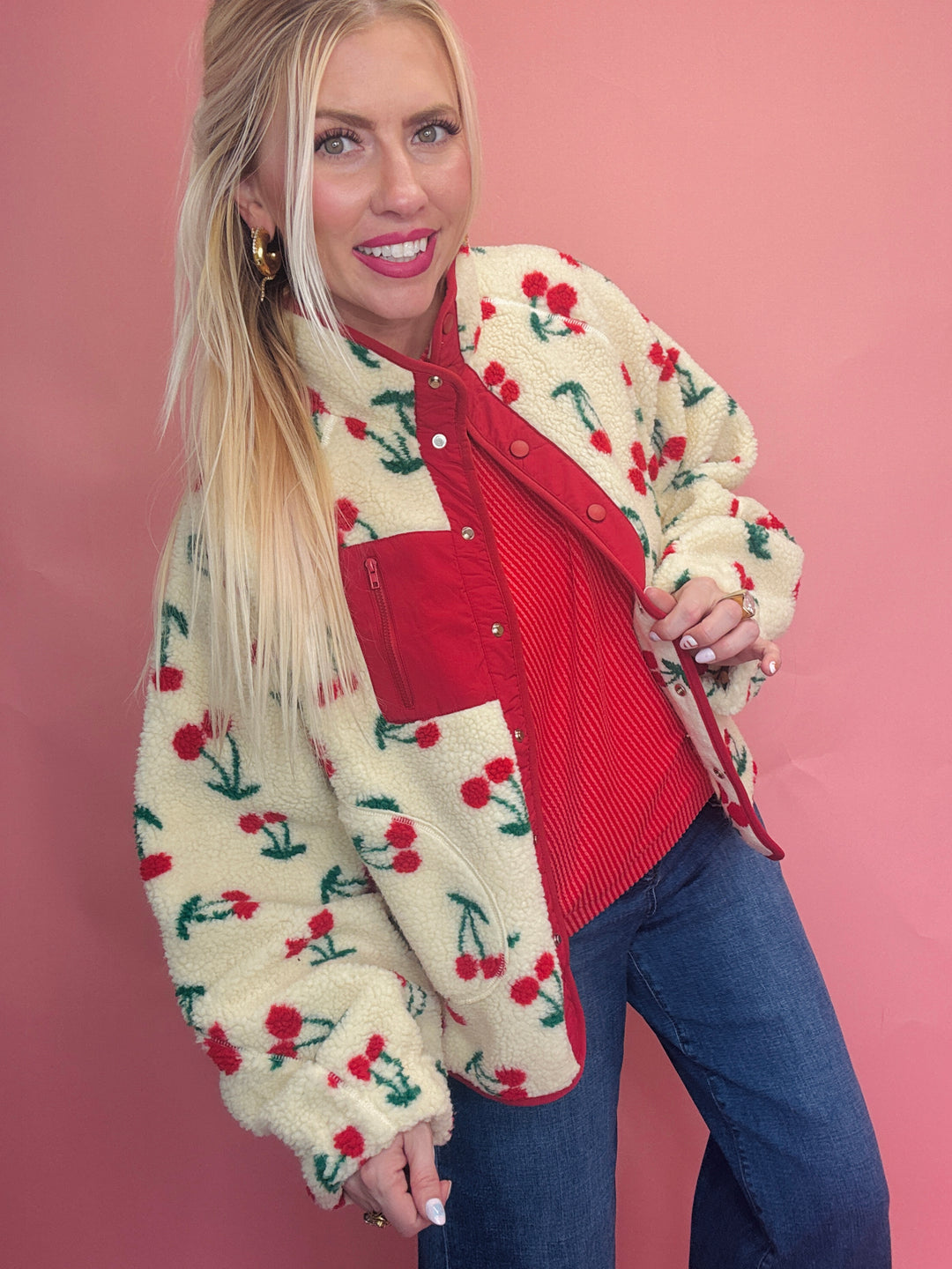 The Pick Me Cherry Fleece Jacket