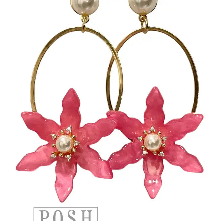 Fuchsia Acrylic Flower Earring