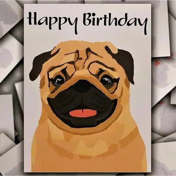 Pug Happy Birthday Card