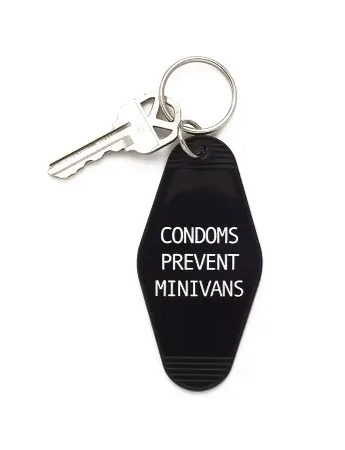 Condoms Prevent Minivans Keychain