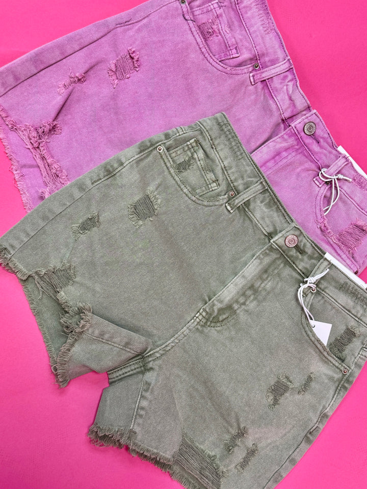 The Leslie Colored Denim Shorts