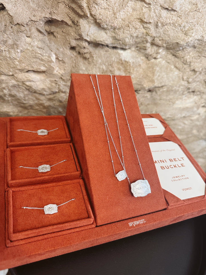 Ultra Mini Belt Buckle Initial Necklace