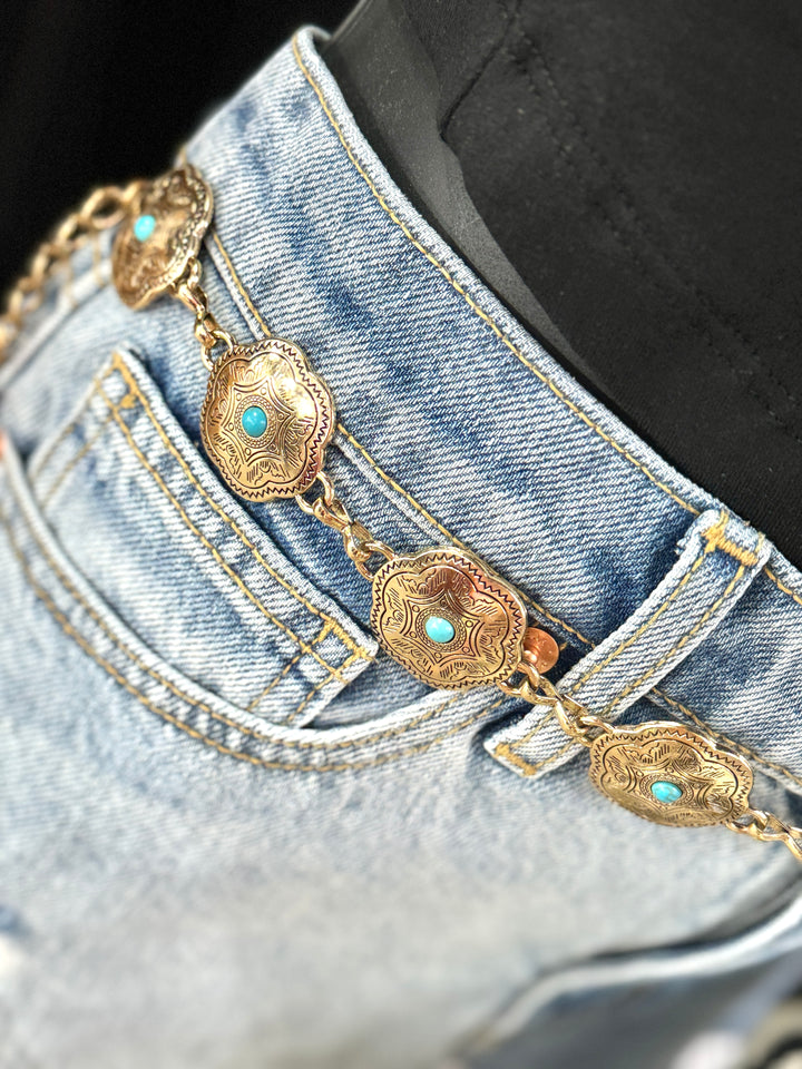 Floral Disc Western Chain Belt