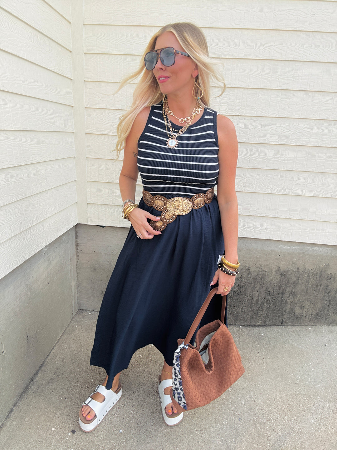 Coastal & Stripe Midi Dress