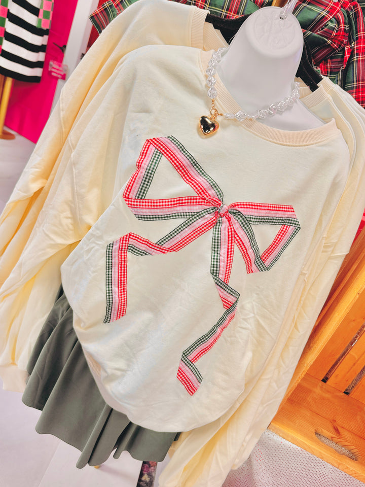 Pretty in Gingham Bow Sweater