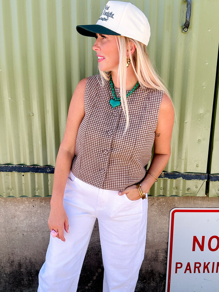Plaid & Play Button-Up Top