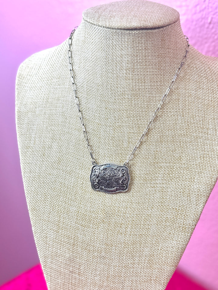 Western Belt Buckle Necklace