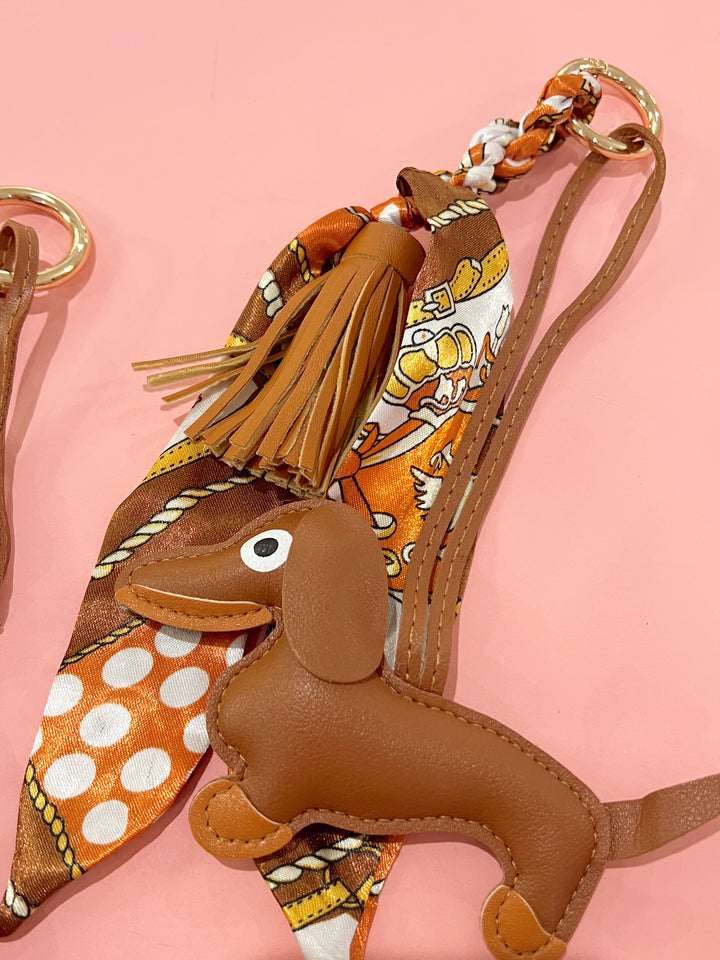 Winston the Weenie Dog Scarf Keychain