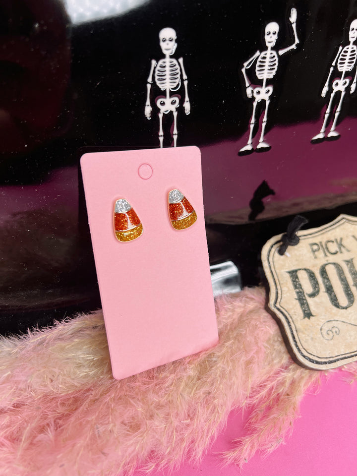 Glitter Candy Corn Studs