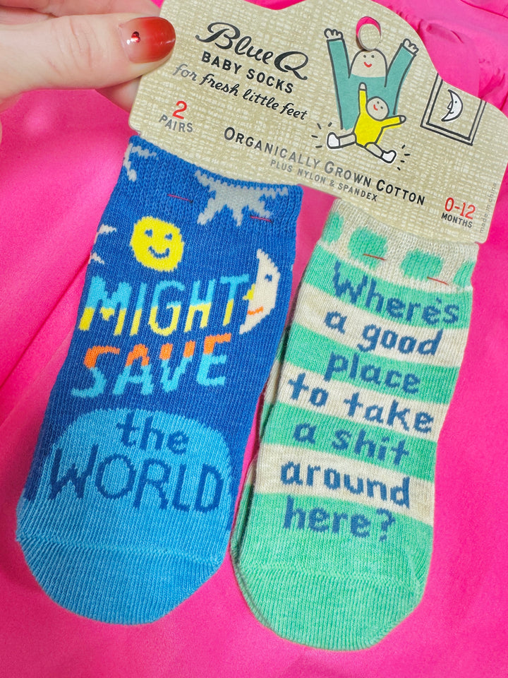 Save The World/Take Shit Baby Socks