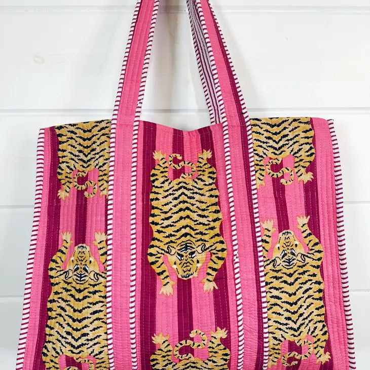 Cotton Quilted Block Print Tote Bag