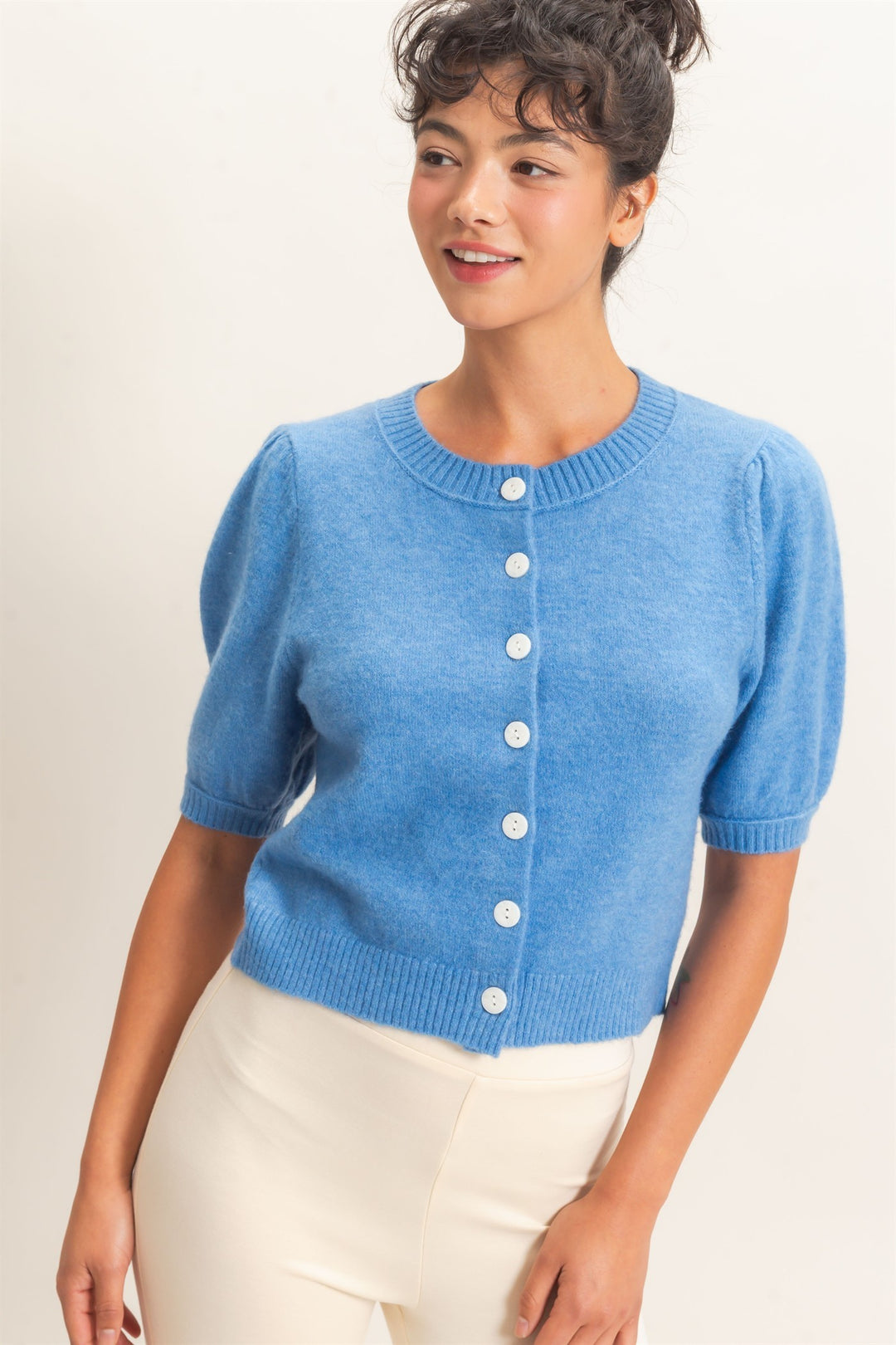 Sweet Intentions Puff Sleeve Cardigan
