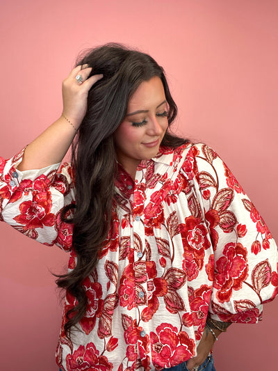 Rustic Floral Collared Top