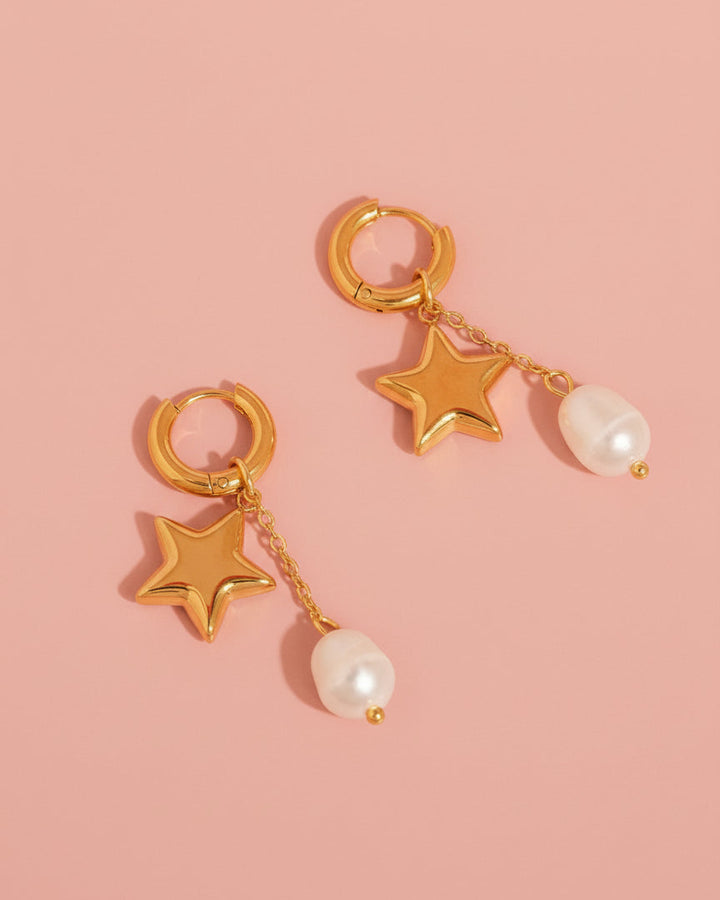 The Laura 18K Star Pearl Earrings